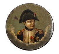 A French Lacquer Patch Box Diameter 3 1/2 inches. — 19TH CENTURY