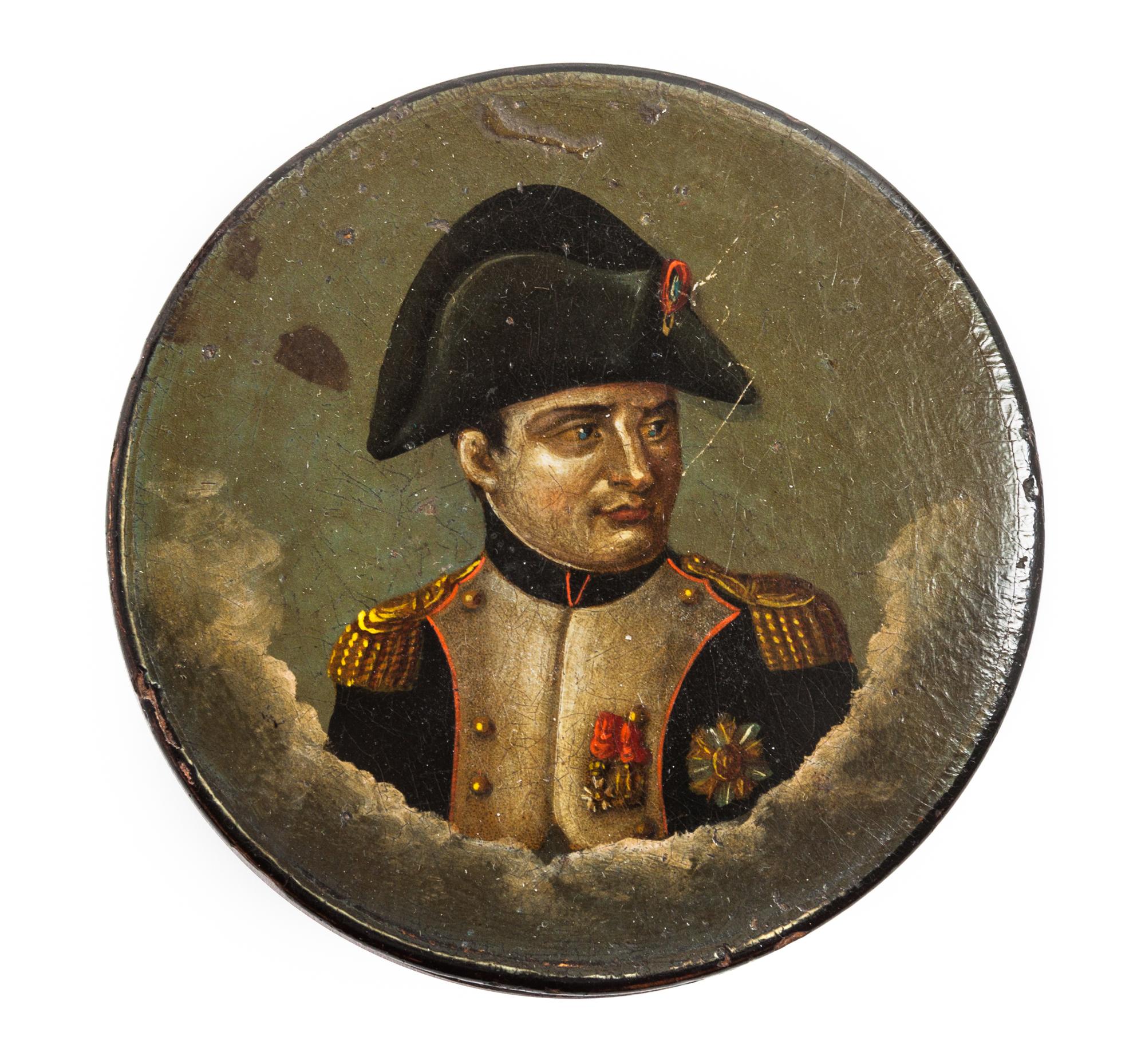 A French Lacquer Patch Box Diameter 3 1/2 inches. — 19TH CENTURY