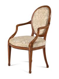 A George III Satinwood and Marquetry Open Armchair