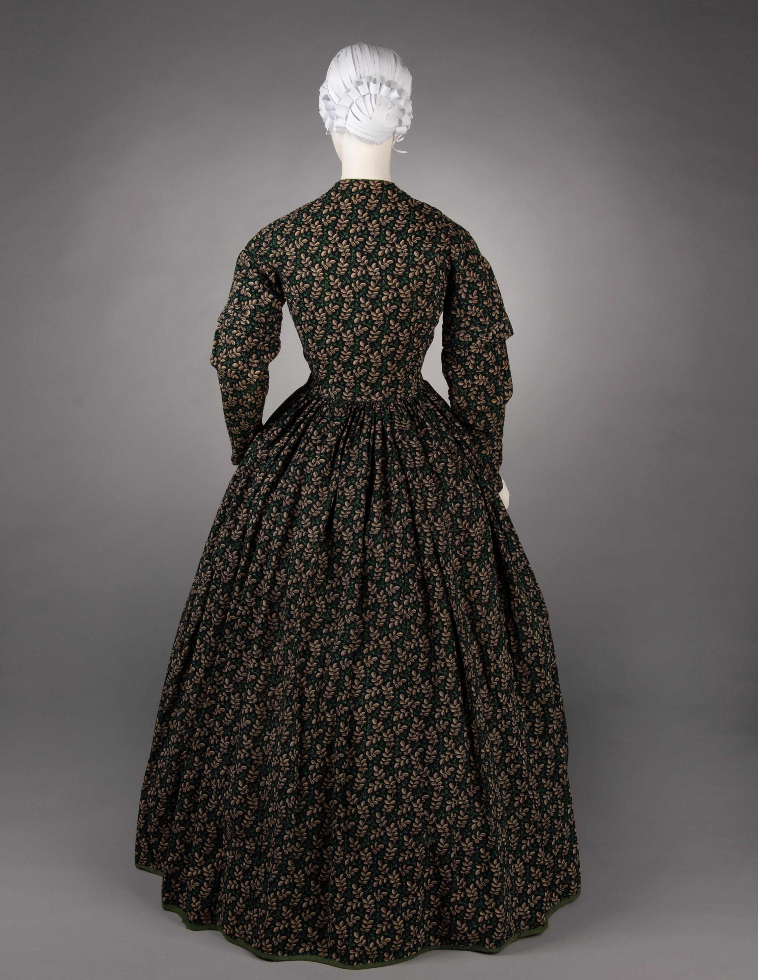 Printed Wool Day Dress, 1840s