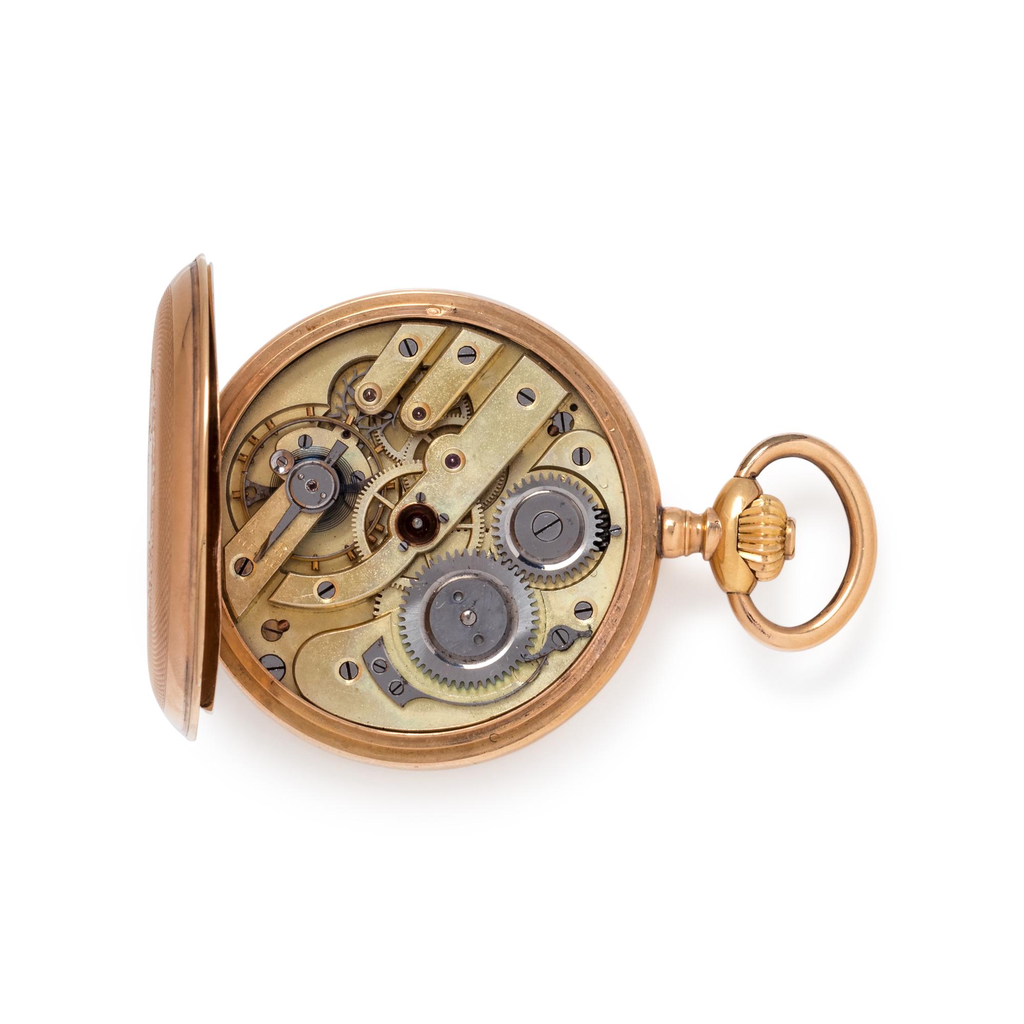 18K YELLOW GOLD HUNTER CASE POCKET WATCH