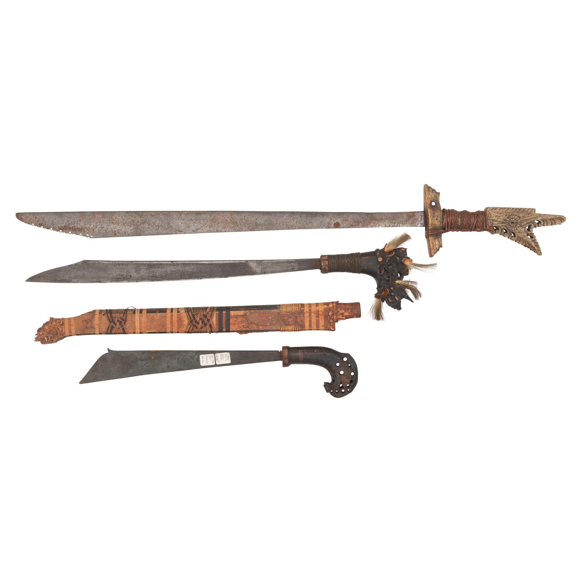Lot of 3 Malayan Swords Including: Campilan and Klewangs