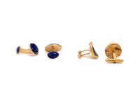 TWO PAIRS OF LAPIS LAZULI AND YELLOW GOLD CUFFLINKS