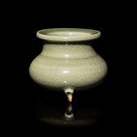 A Chinese Celadon Glazed Tripod Incense Burner — 青釉三足爐