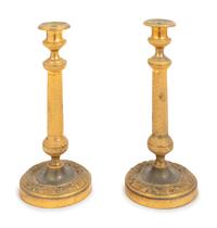 A Pair of Empire Style Gilt Bronze Candlesticks