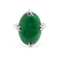 A White Gold and Jadeite Jade Ring, 3.50 dwts.