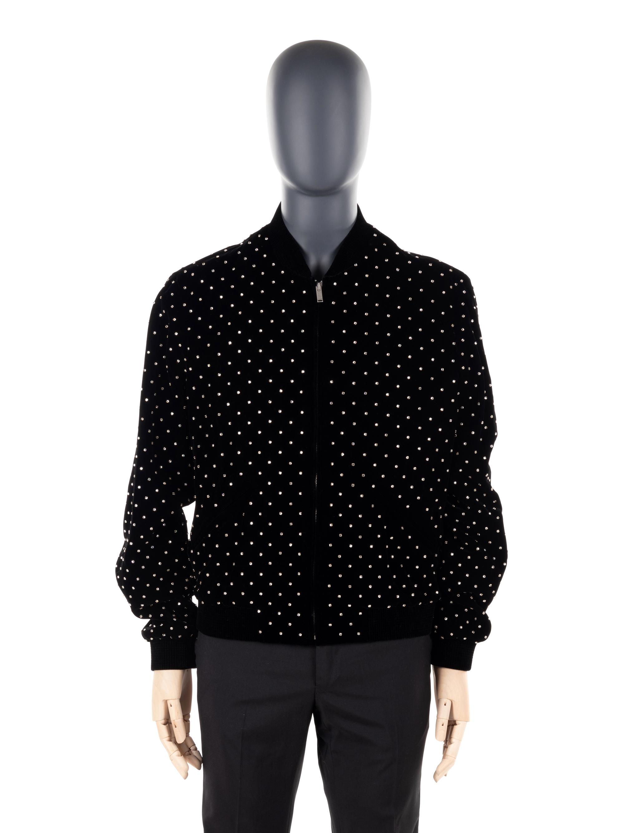 Unworn Saint Laurent Men's Velvet Studded Bomber Jacket, 2018 — BNY 62