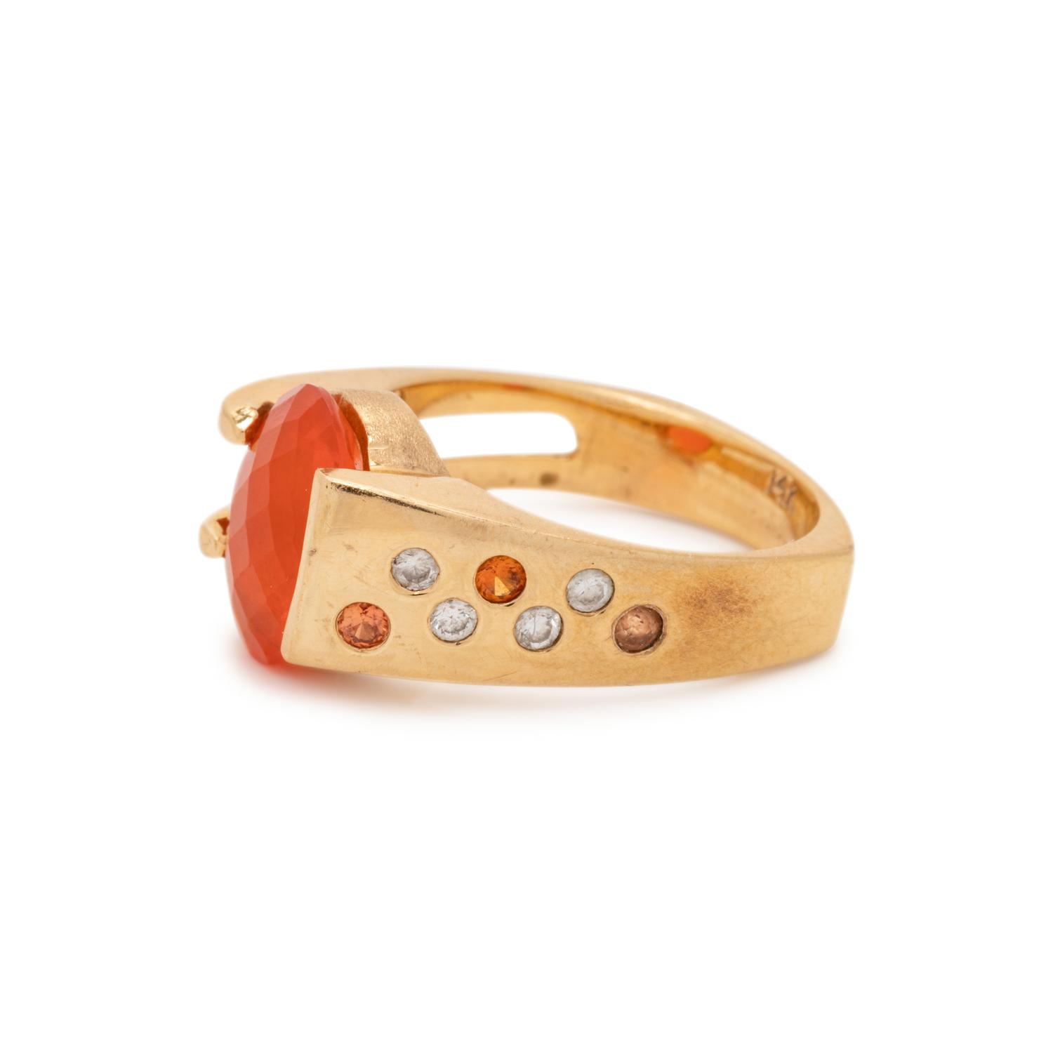 FIRE OPAL AND DIAMOND RING