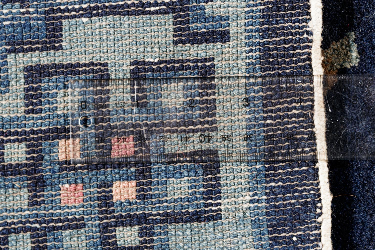 Two Chinese Blue Ground Pile Rugs