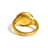 A Roman Carnelian Ring Stone with the God Mercury and a Sheep — Set in a gold ring