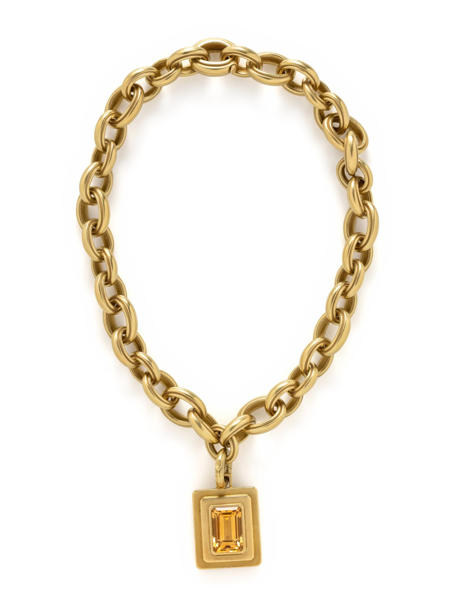 KIESELSTEIN CORD, YELLOW GOLD AND CITRINE PENDANT/NECKLACE
