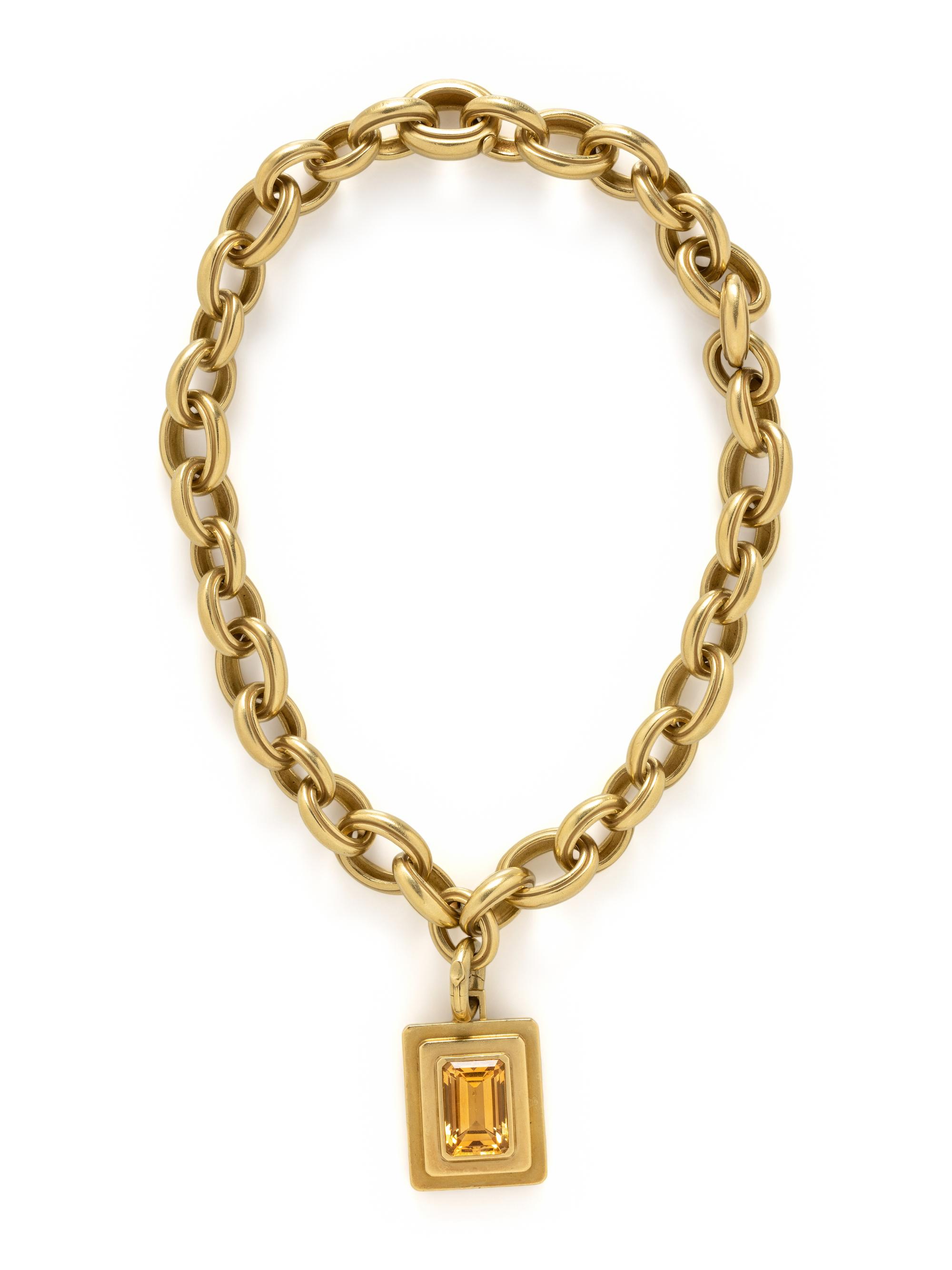 KIESELSTEIN CORD, YELLOW GOLD AND CITRINE PENDANT/NECKLACE