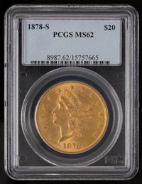 A United States 1878-S Liberty Head $20 Gold Coin
