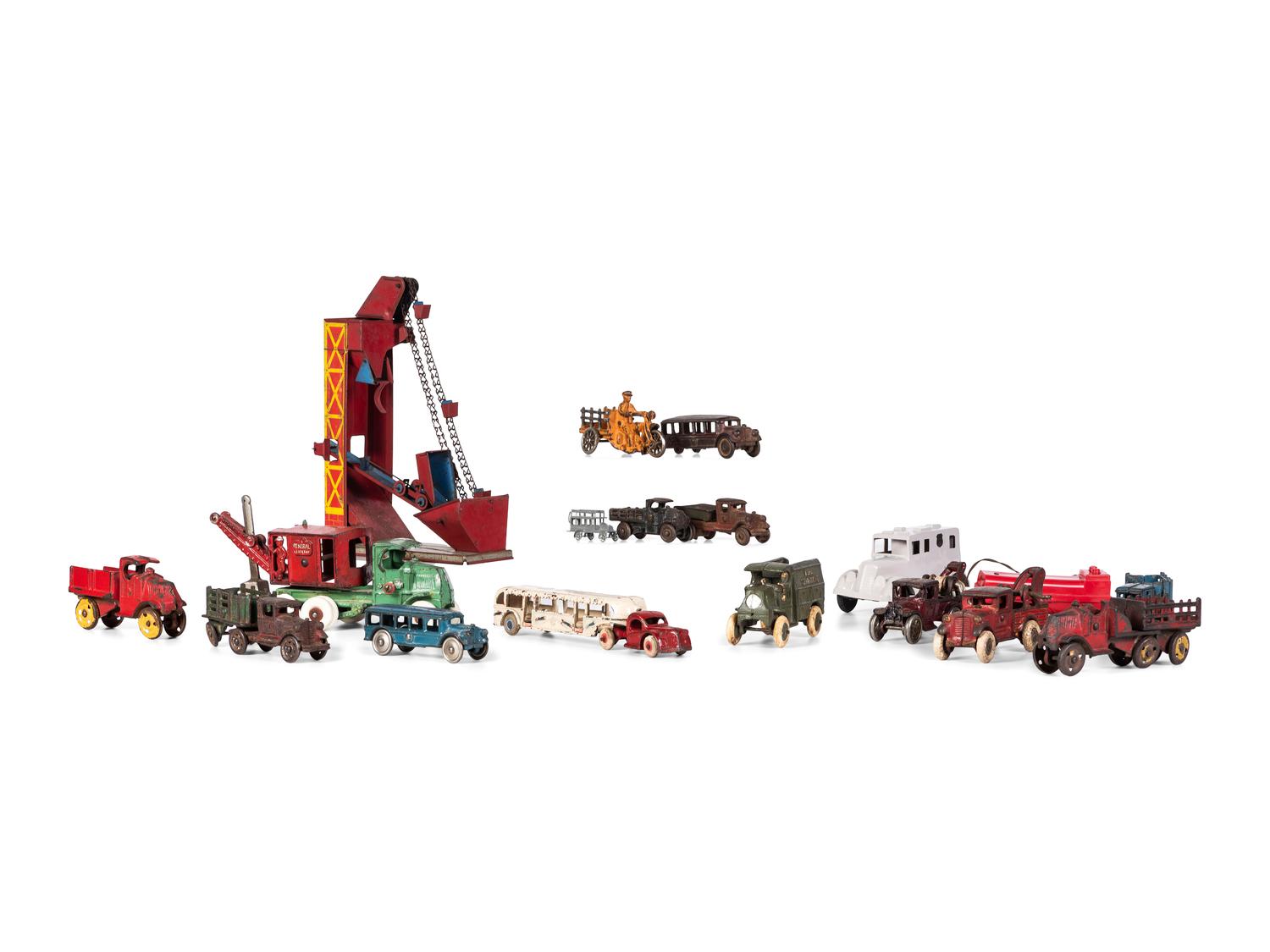 Sixteen Metal Occupational Vehicle Toys