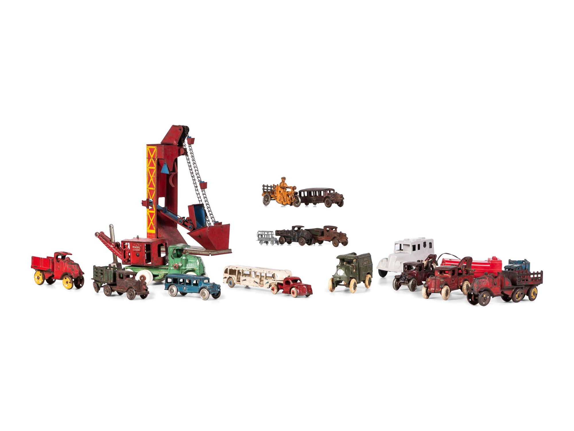 Sixteen Metal Occupational Vehicle Toys