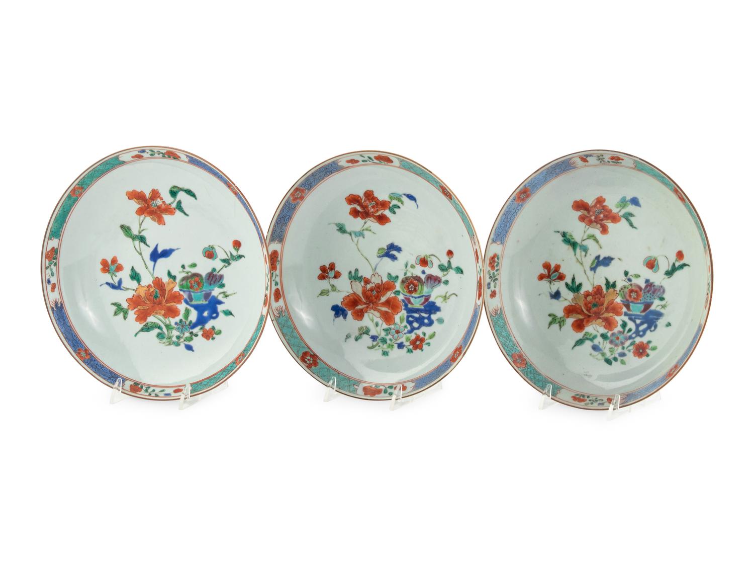 Three Chinese Export Famille Rose Porcelain Dishes