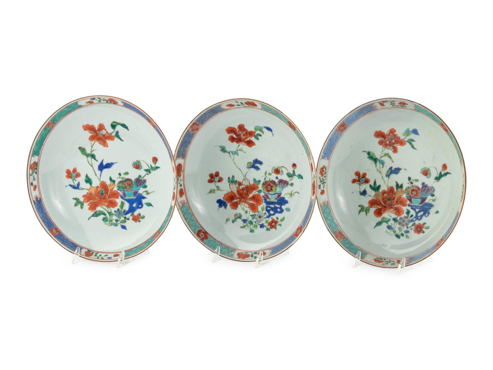 Three Chinese Export Famille Rose Porcelain Dishes