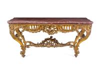 A Louis XV Style Carved Giltwood Console Table