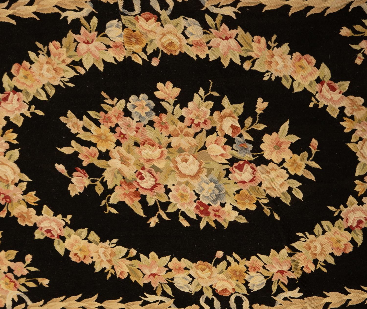 A Savonnerie Design Flat Weave Wool Rug
