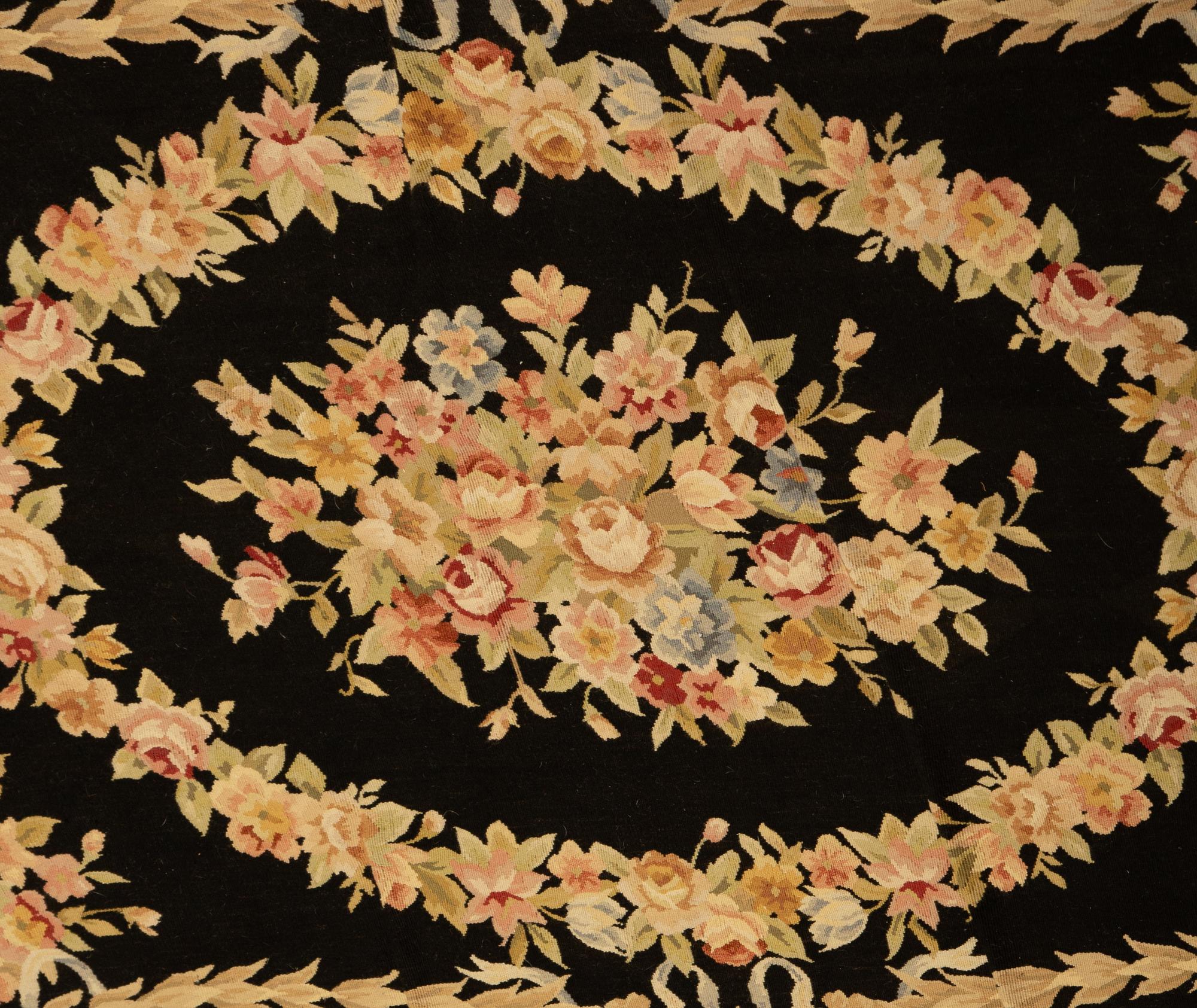 A Savonnerie Design Flat Weave Wool Rug