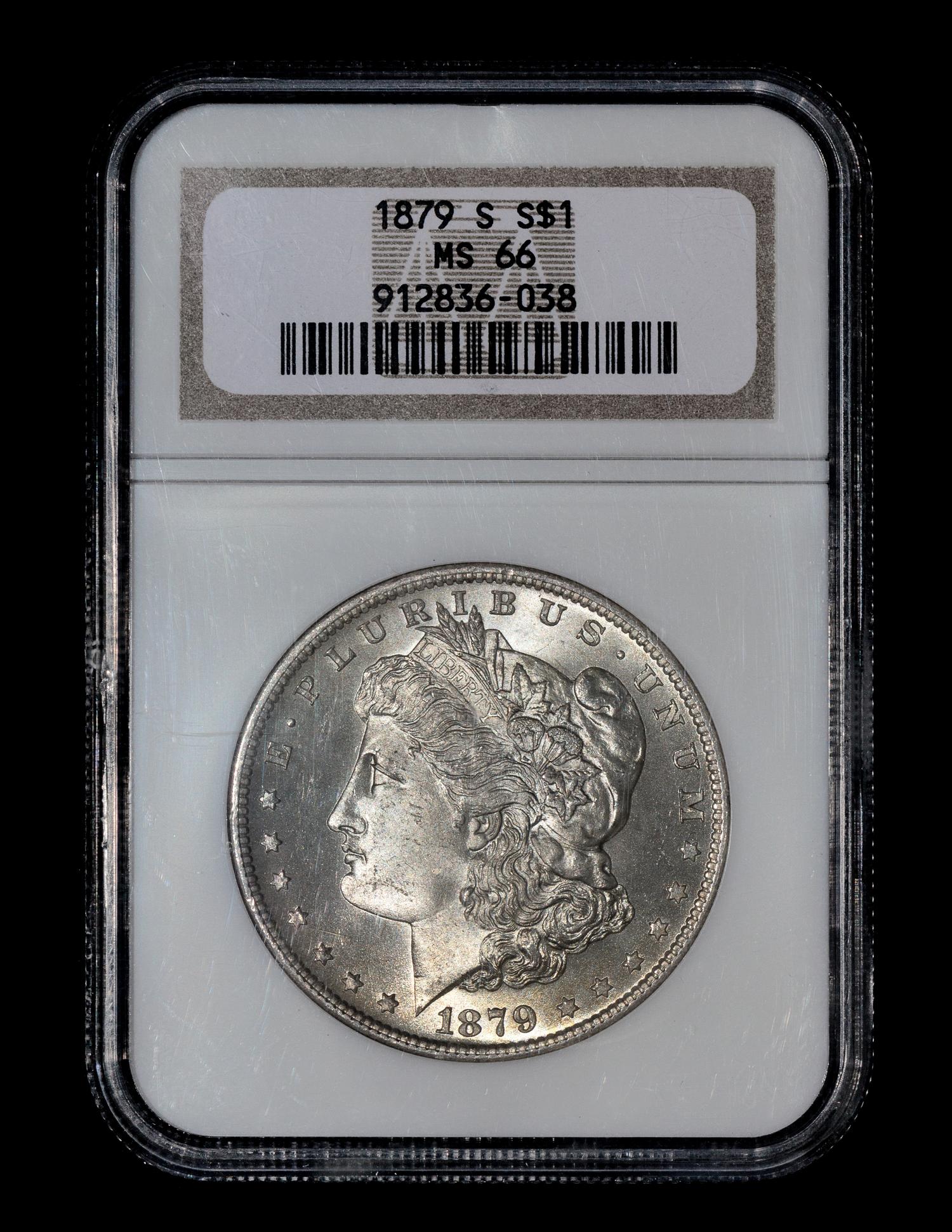 A United States 1879-S Morgan Silver $1 Coin — NGC graded MS66