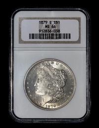 A United States 1879-S Morgan Silver $1 Coin — NGC graded MS66