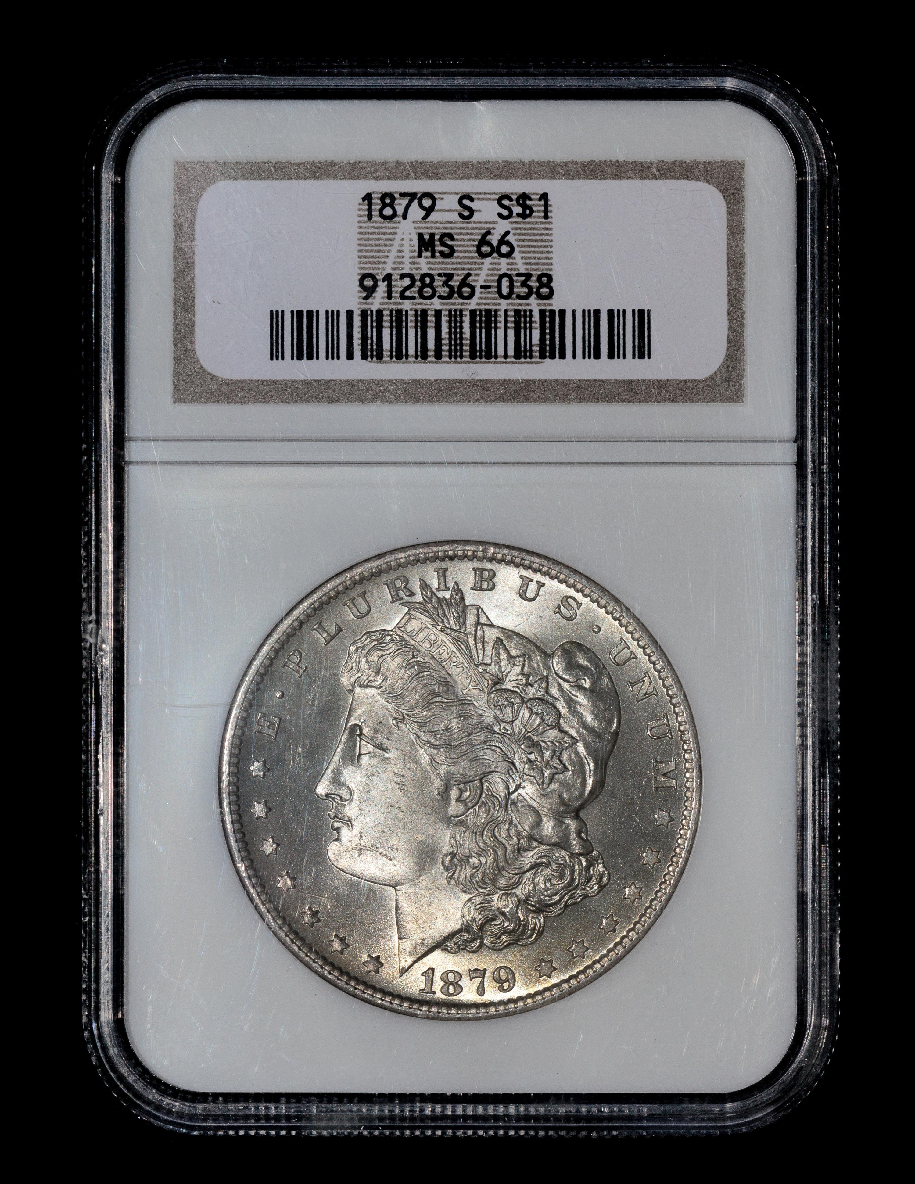 A United States 1879-S Morgan Silver $1 Coin — NGC graded MS66