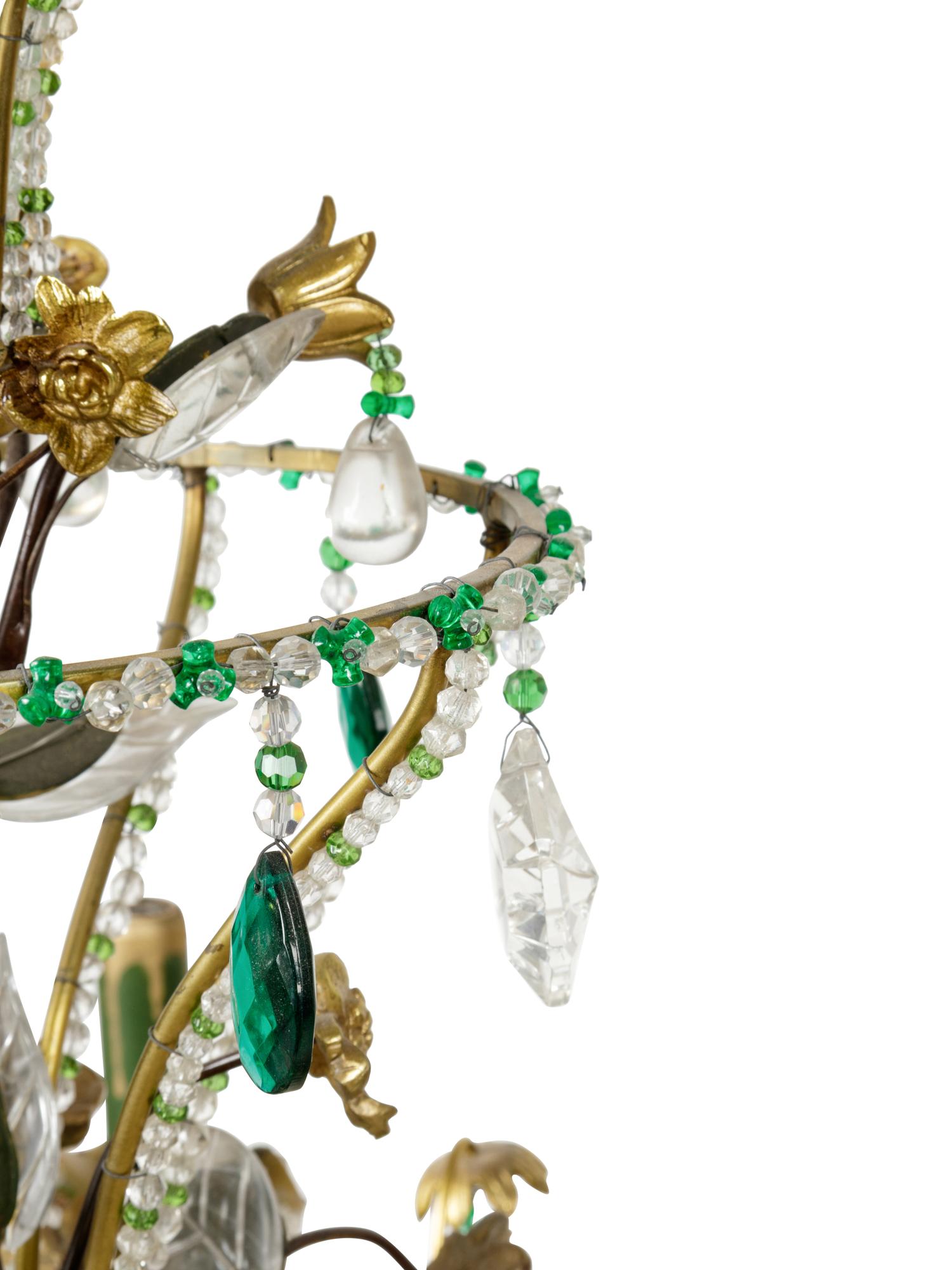 A Continental Brass and Cut Glass Eight-Light Chandelier