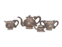 Four Chinese and Vietnamese Export Silver Tea Wares