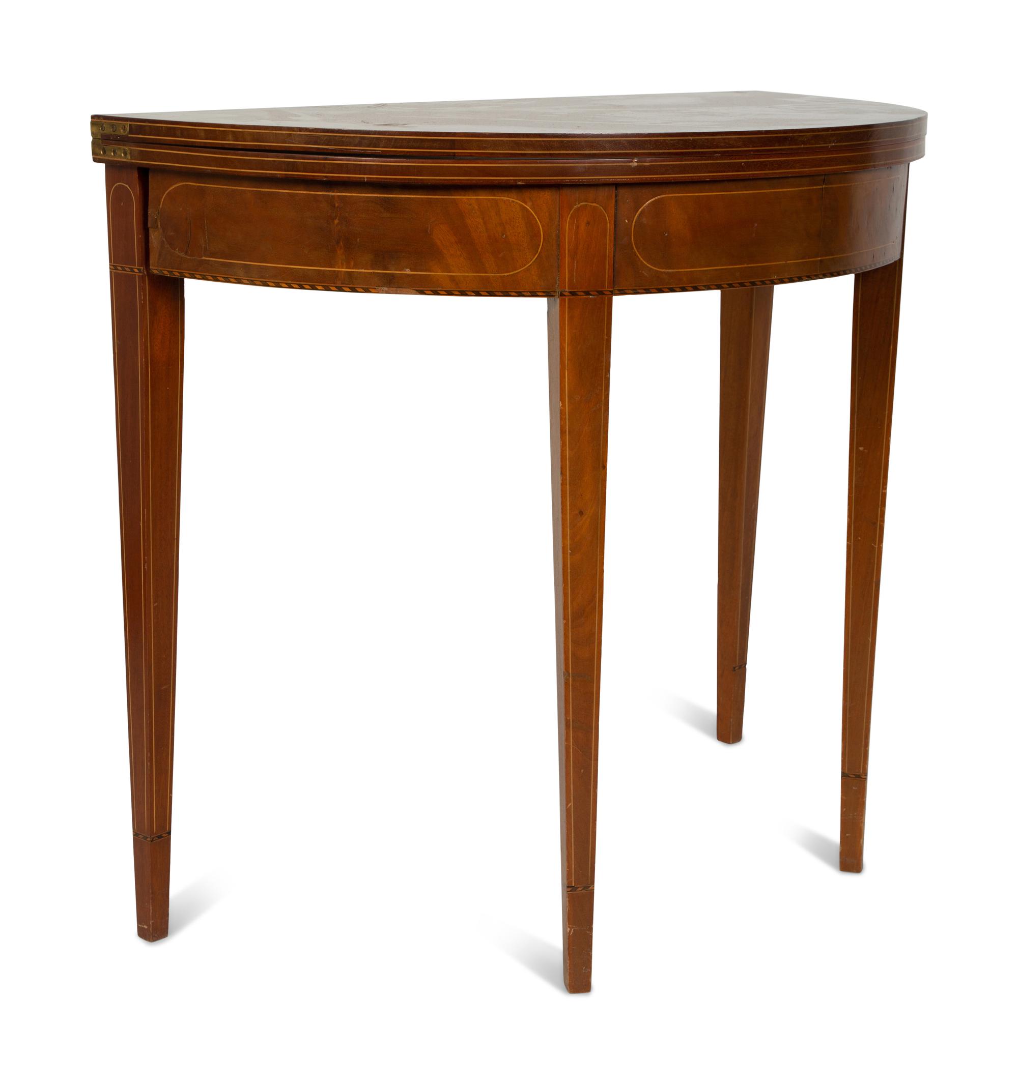 A George III Style Mahogany Demi-lune Flip-Top Game Table — 20TH CENTURY