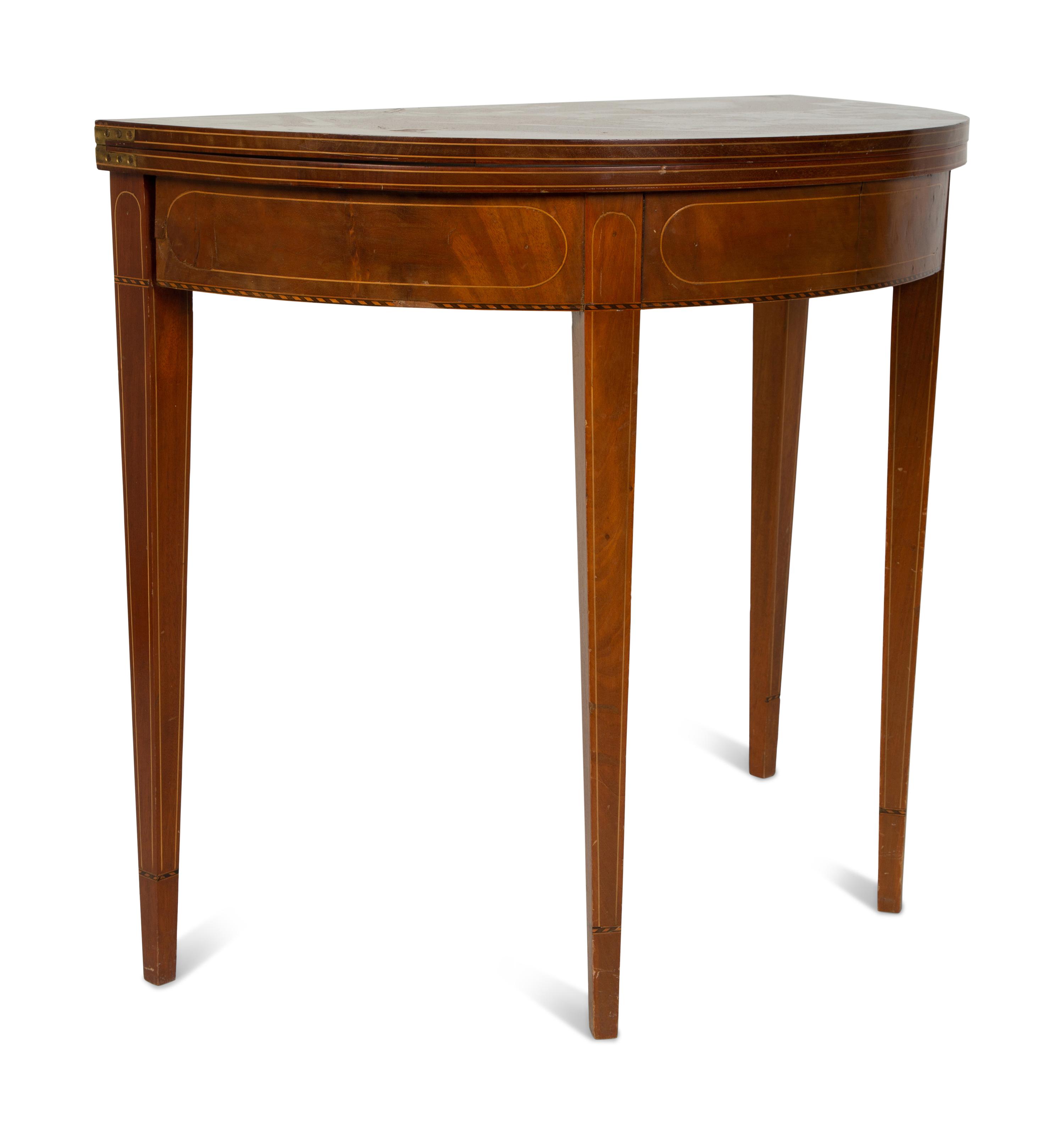 A George III Style Mahogany Demi-lune Flip-Top Game Table — 20TH CENTURY