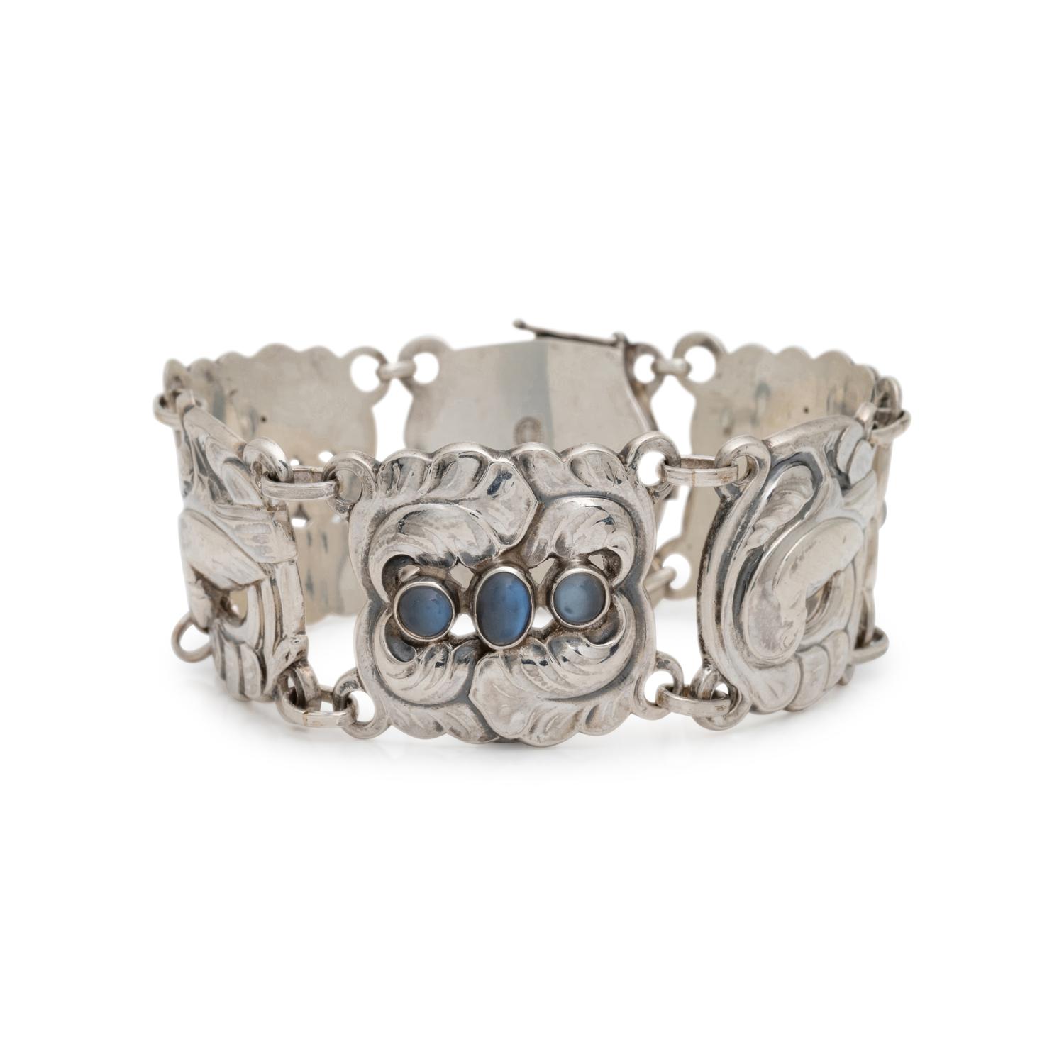 GEORG JENSEN, STERLING SILVER AND MOONSTONE 'DOVE' BRACELET