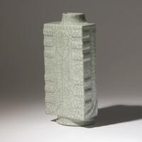 A Rare Chinese Ge Type Cong-Form Wall Vase, Qianlong Mark and of the Period — 清乾隆 哥釉琮式壁瓶