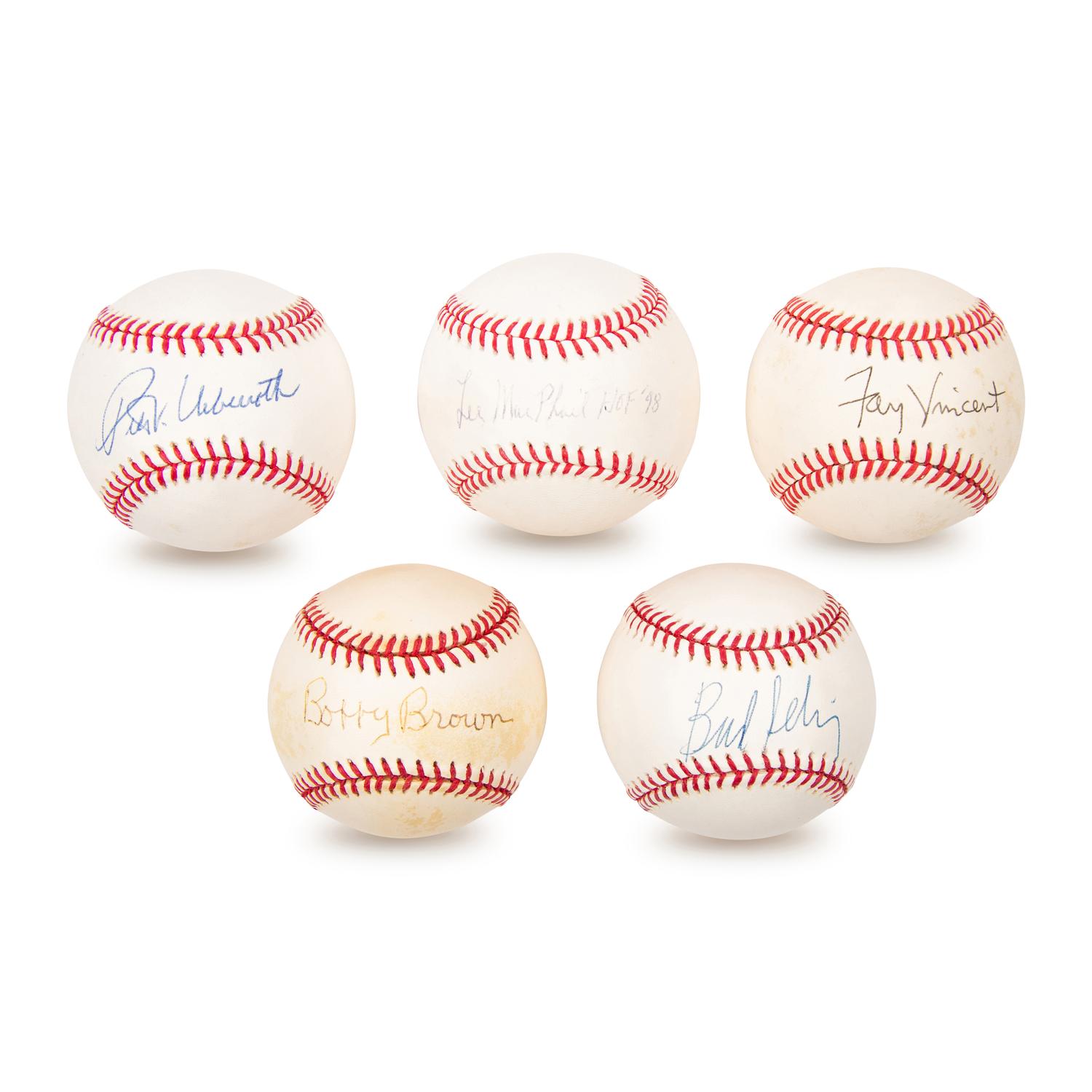 A Collection of Five Executive Signed Autograph Baseballs