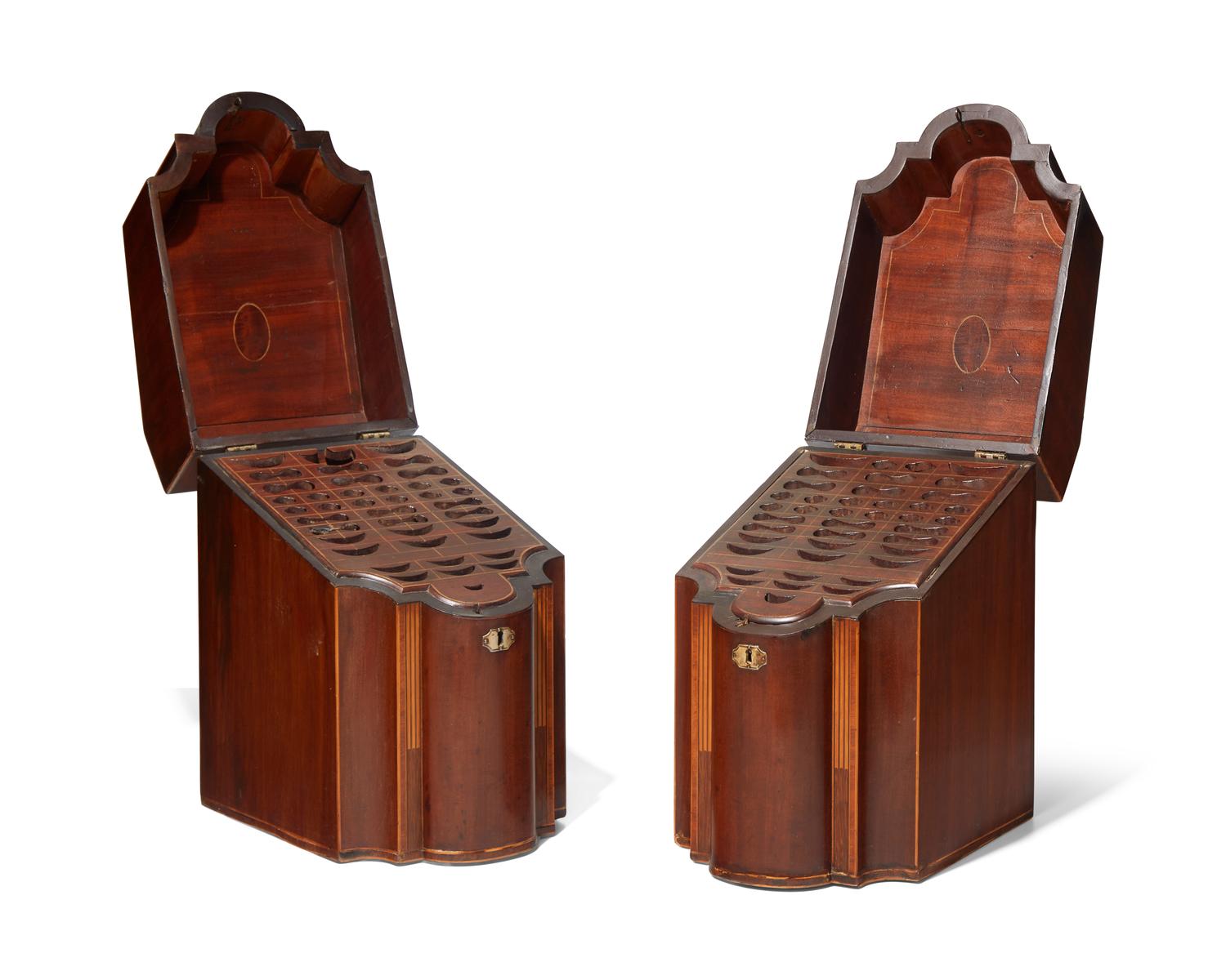 A Pair of George III Inlaid Mahogany Knife Boxes