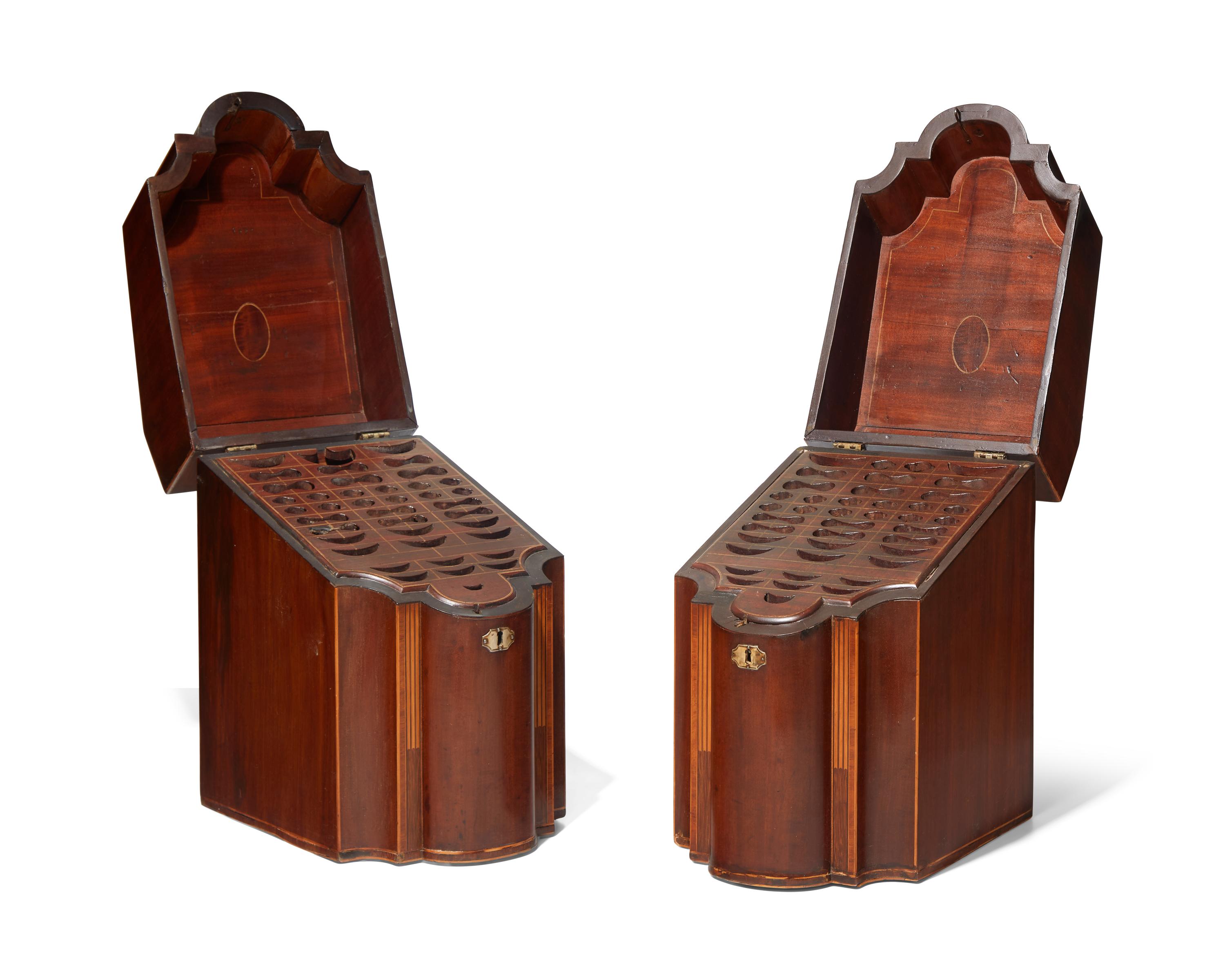 A Pair of George III Inlaid Mahogany Knife Boxes