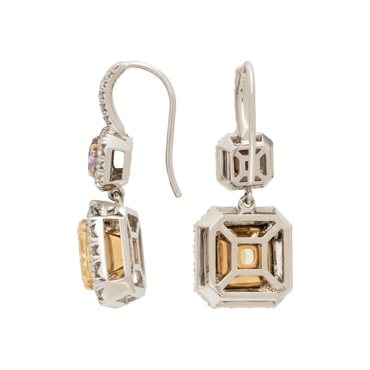 FANCY VIVID YELLOW DIAMOND, COLORED DIAMOND, AND DIAMOND EARRINGS