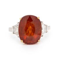 Spessartine Garnet and Diamond Ring