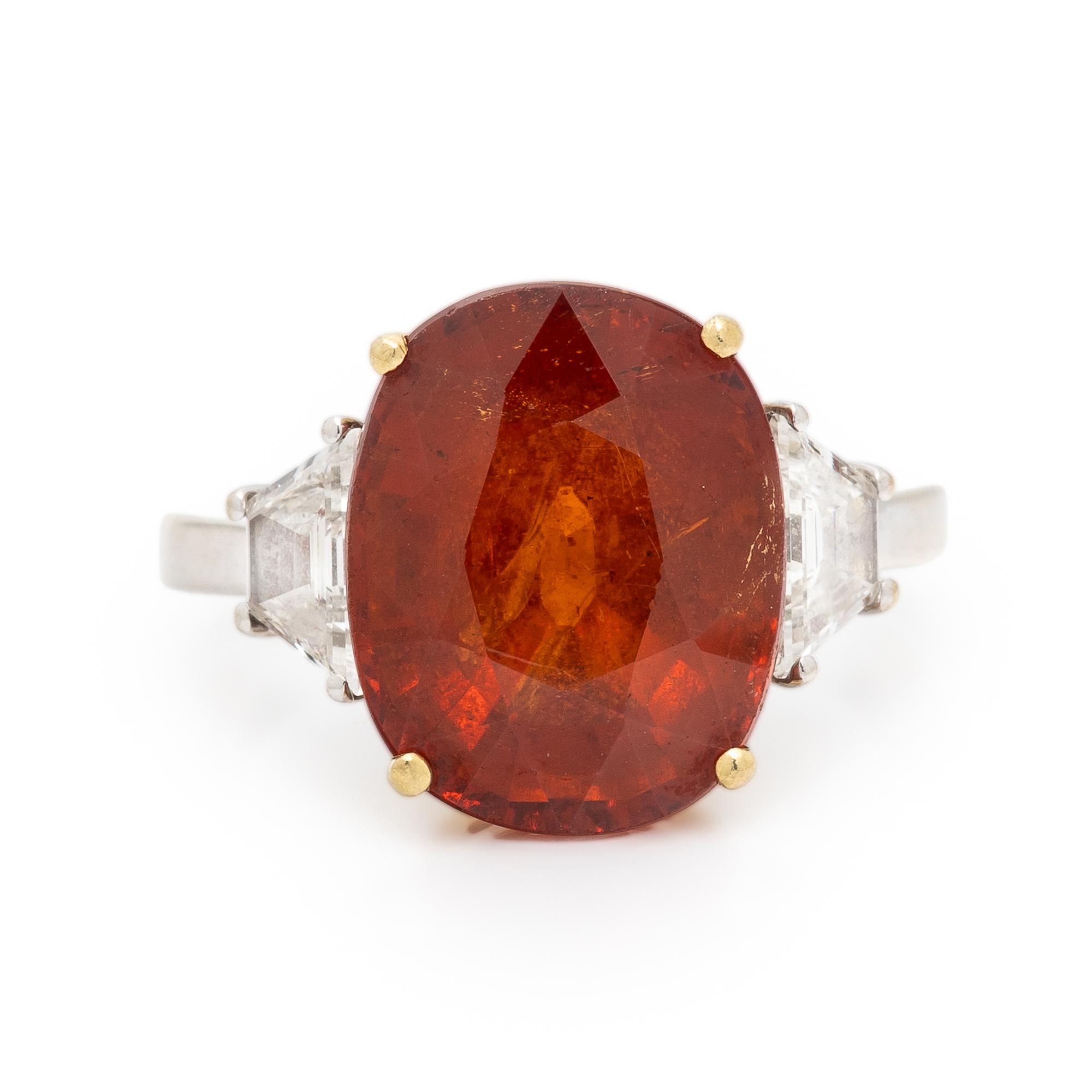 Spessartine Garnet and Diamond Ring