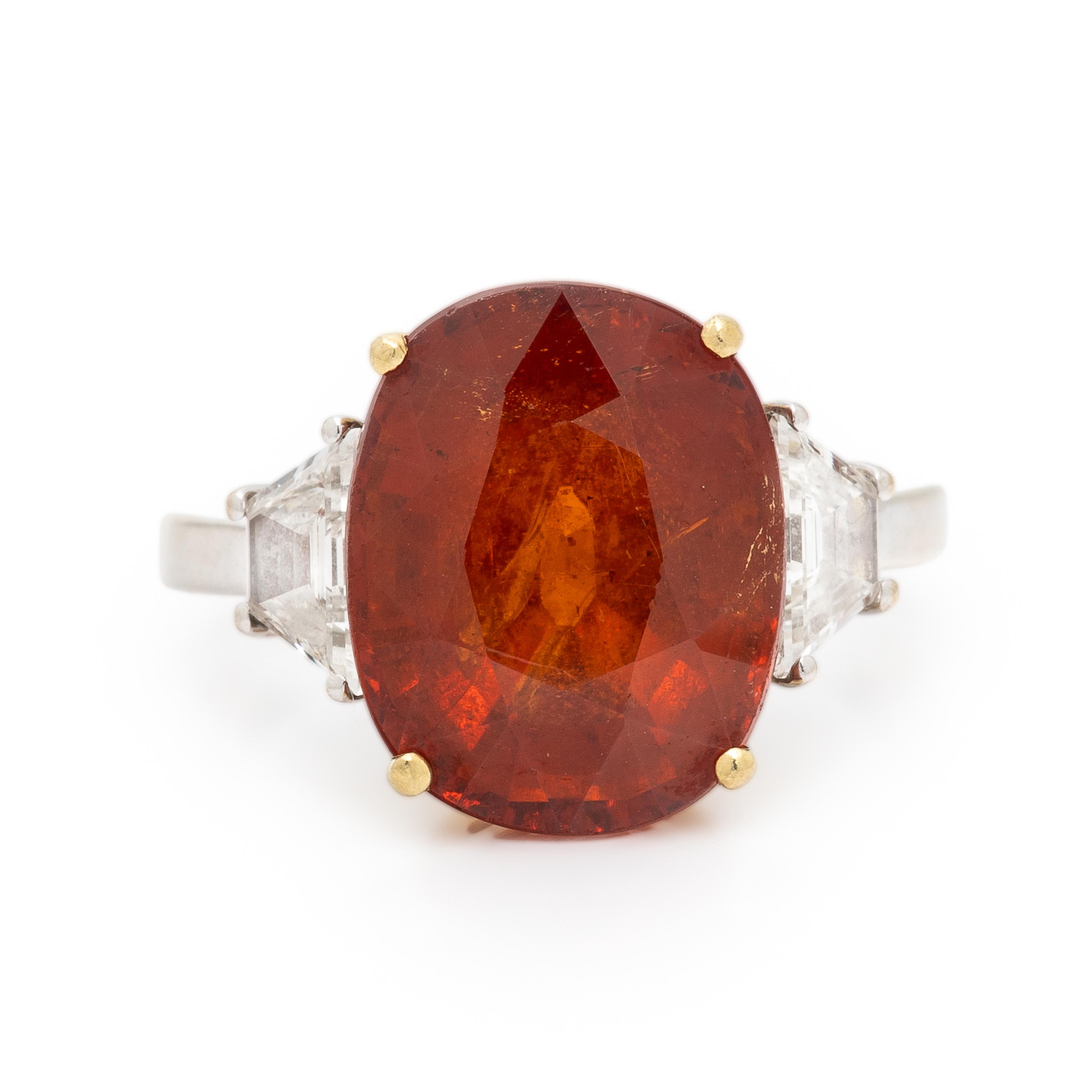 Spessartine Garnet and Diamond Ring
