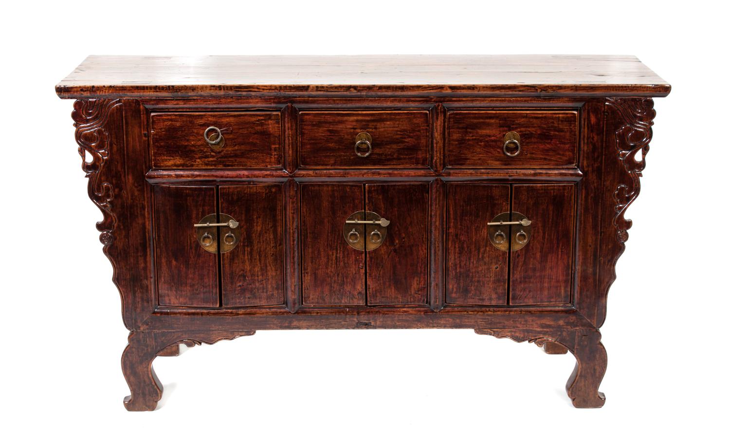 A Northern Chinese Elm Sideboard Height 34 1/2 x width 60 x depth 18 3/4 inches. — EARLY 20TH CENTURY