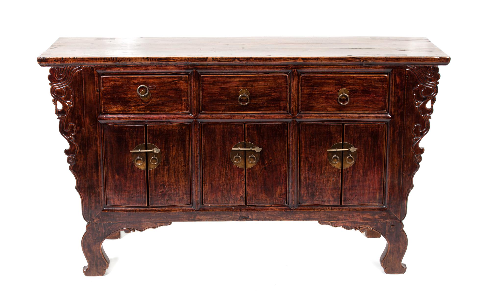 A Northern Chinese Elm Sideboard Height 34 1/2 x width 60 x depth 18 3/4 inches. — EARLY 20TH CENTURY