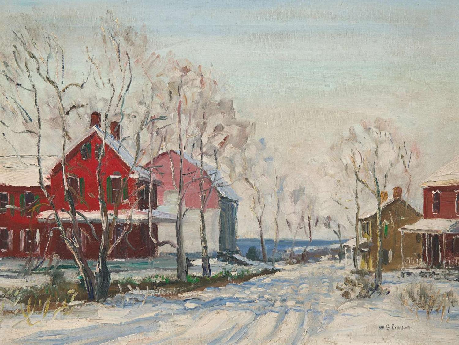 Walter Emerson Baum (American, 1884–1956) - Snow Scene with Red House