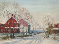 Walter Emerson Baum (American, 1884–1956) - Snow Scene with Red House