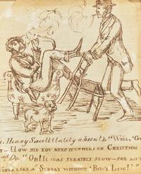English School 19th Century, Two Satirical Ink Drawings