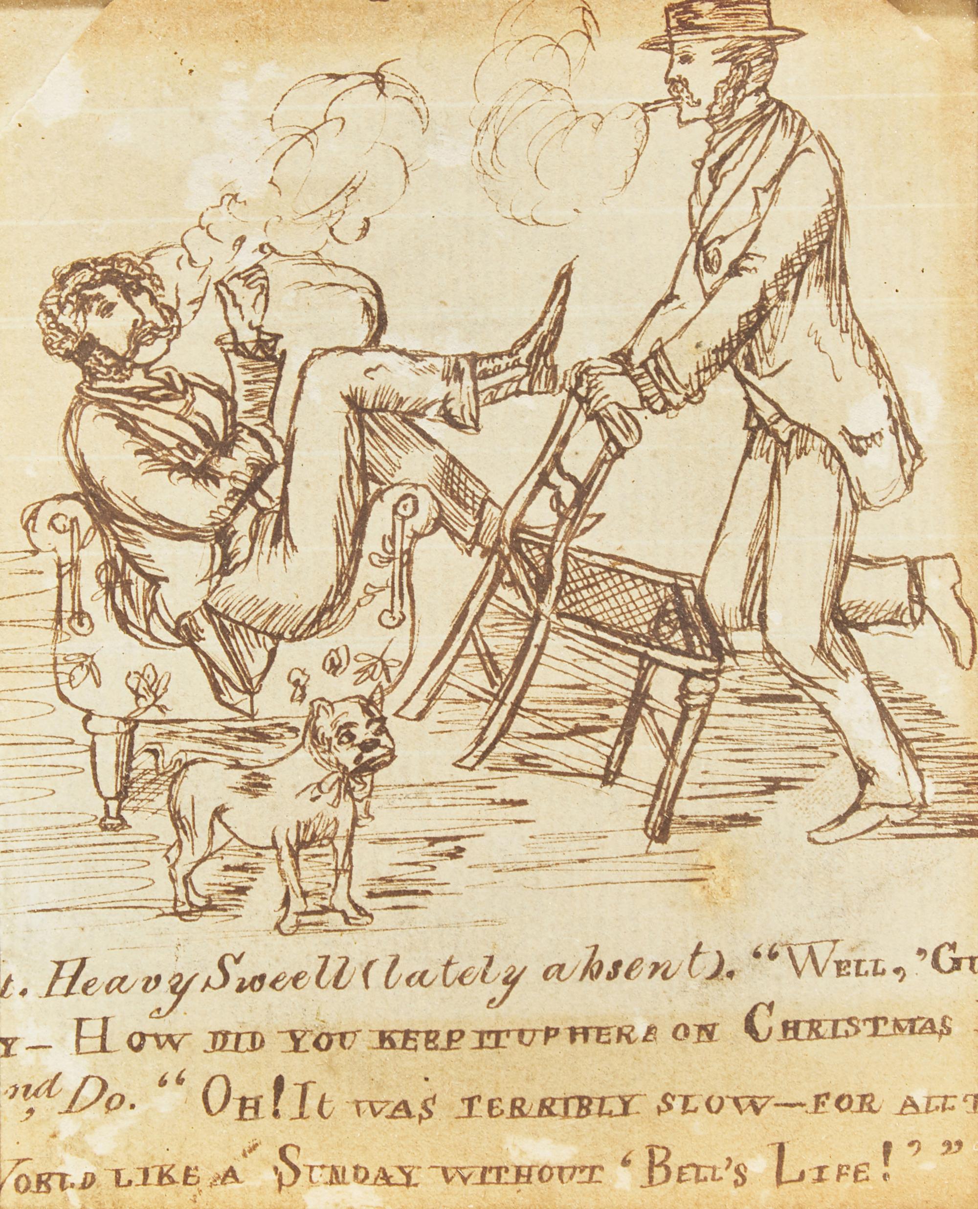 English School 19th Century, Two Satirical Ink Drawings