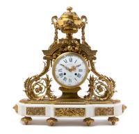 A French Gilt Bronze and Marble Mantel Clock Height 23 inches. — CHARPENTIER & CIE, PARIS