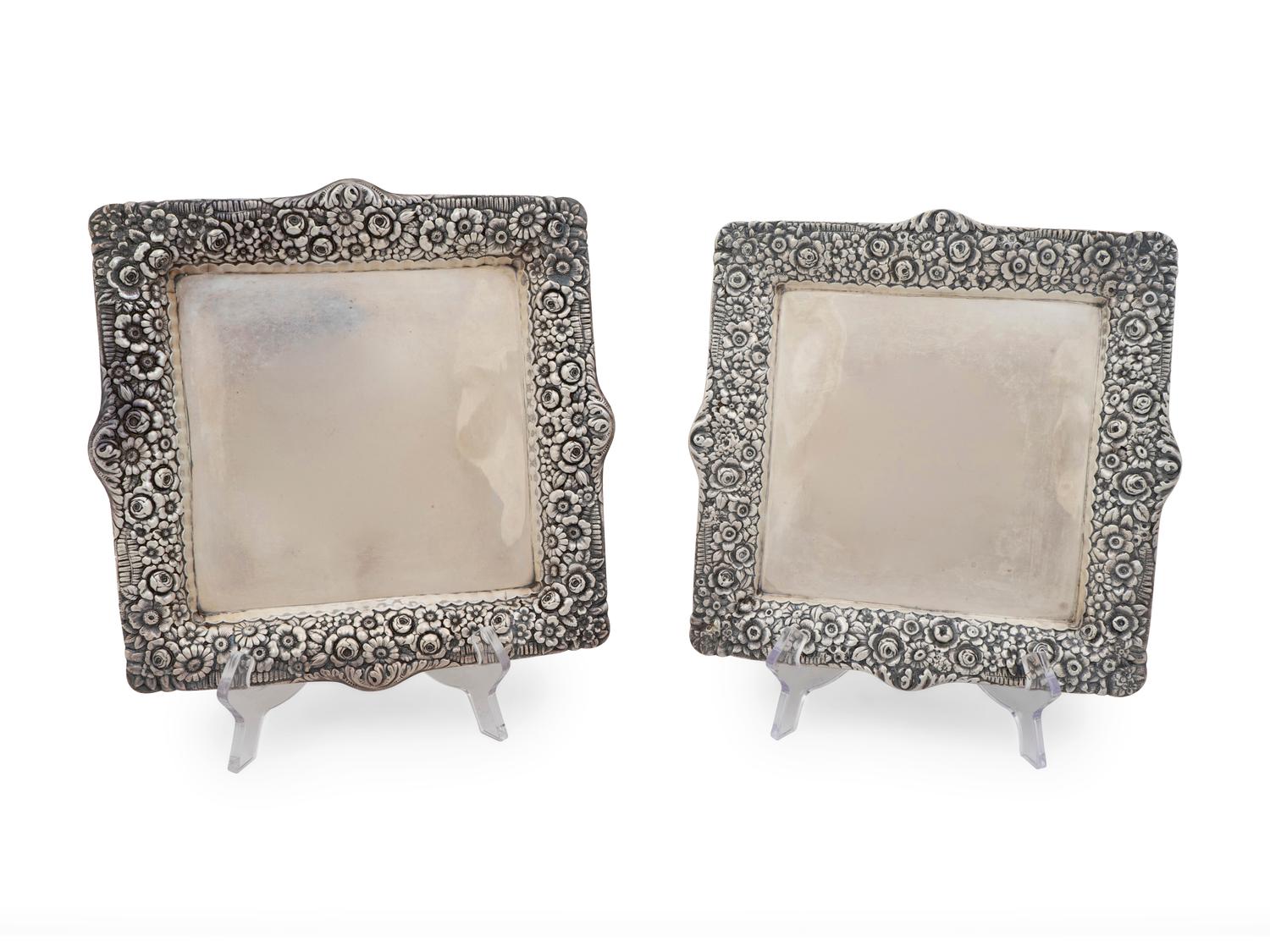 A Pair of Tiffany & Co. Silver Square Trays — NEW YORK, NY, CIRCA