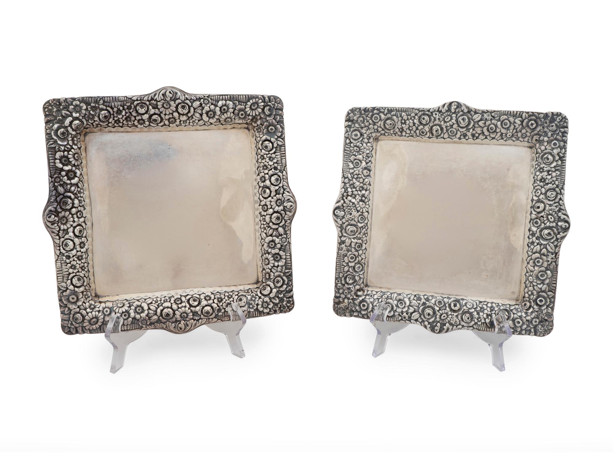 A Pair of Tiffany & Co. Silver Square Trays — NEW YORK, NY, CIRCA