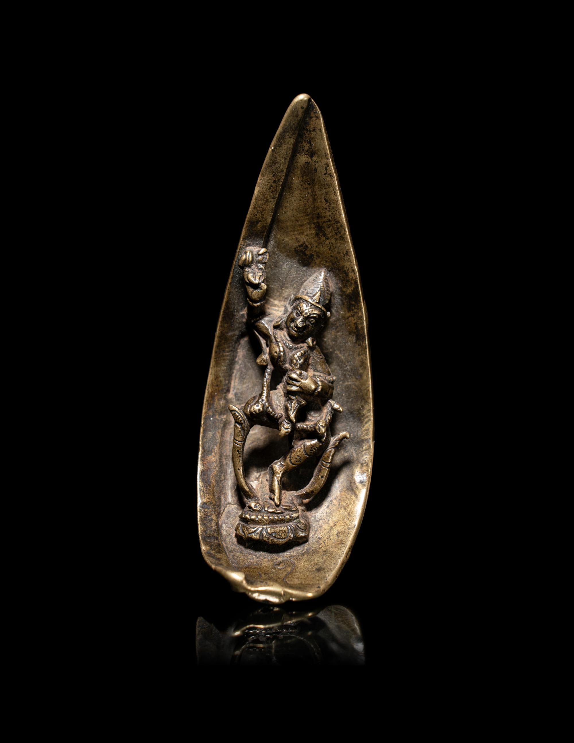 Two Tibetan Bronze Mandala Leaves